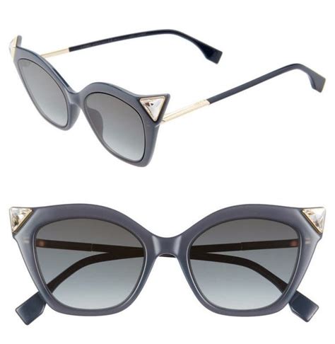 fendi silver tone & pink jeweled cat eye sunglasses